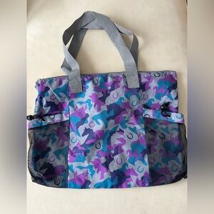 Zippered Horse Bag Girls Gray and Purple Camouflage Tote Bag